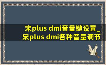 宋plus dmi音量键设置_宋plus dmi各种音量调节怎样调